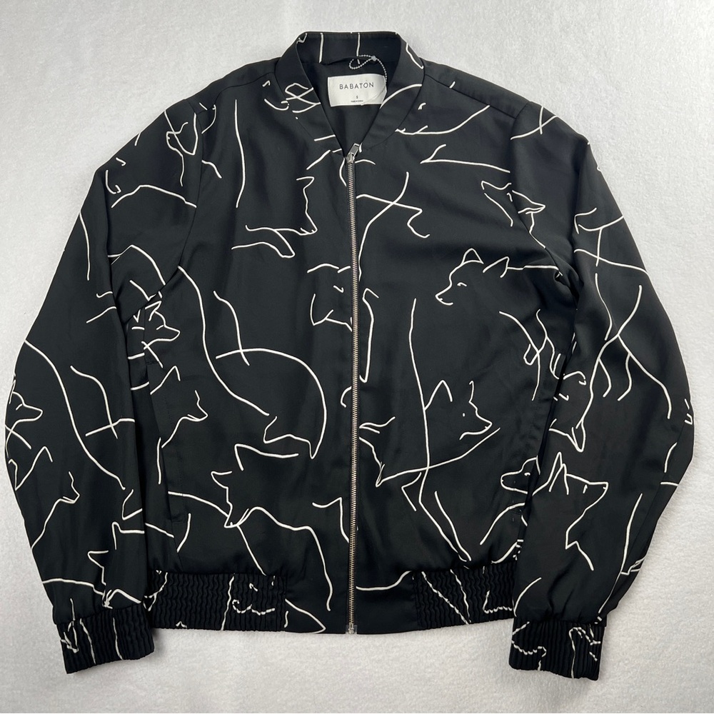 Aritzia Babaton Women’s Black‎ Fox Print Full Zip Bomber Jacket Black Small
